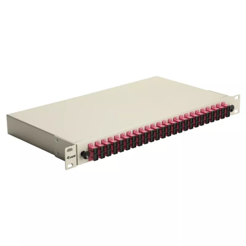 Equip 24-portová SC Duplex OM4 optická zváračská krabica 1U rackmount, osadená, sivá