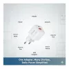Equip 245526 2-port USB-C PD3.0 / USB-A GaN 20W nástenná nabíjačka, biela