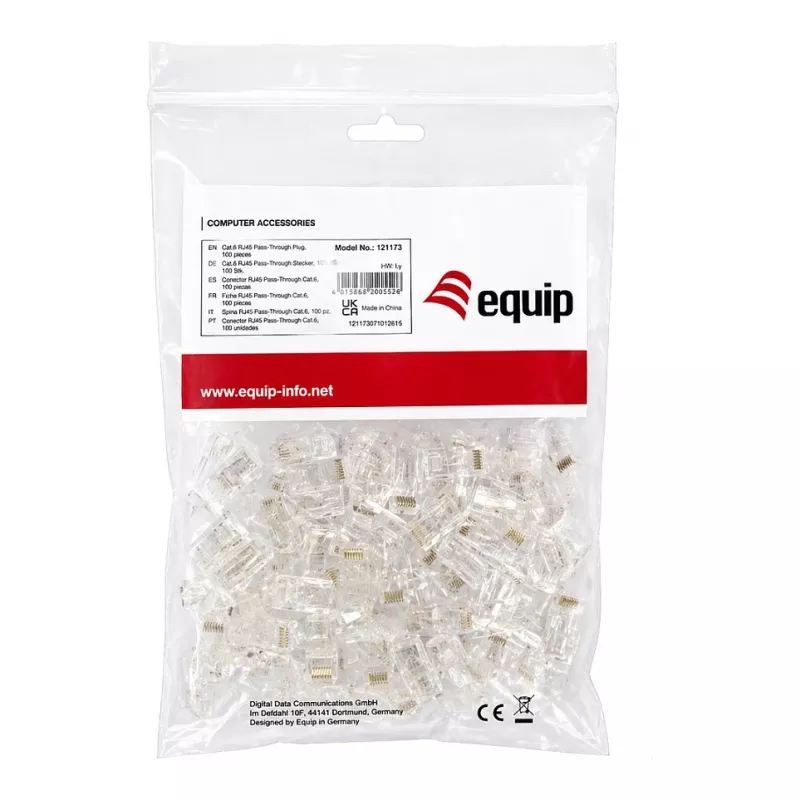Equip Cat6 RJ45 UTP nechránená sada konektorov (100 kusov) - transparentná