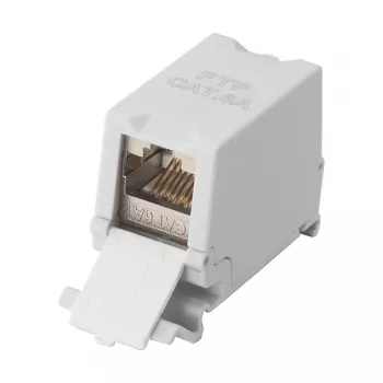 Equip Cat6A tienený keystone konektor 1xRJ45 DIN lišta sivá