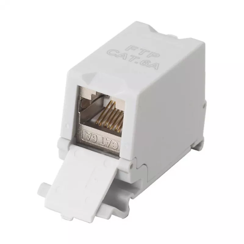 Equip Cat6A tienený keystone konektor 1xRJ45 DIN lišta sivá