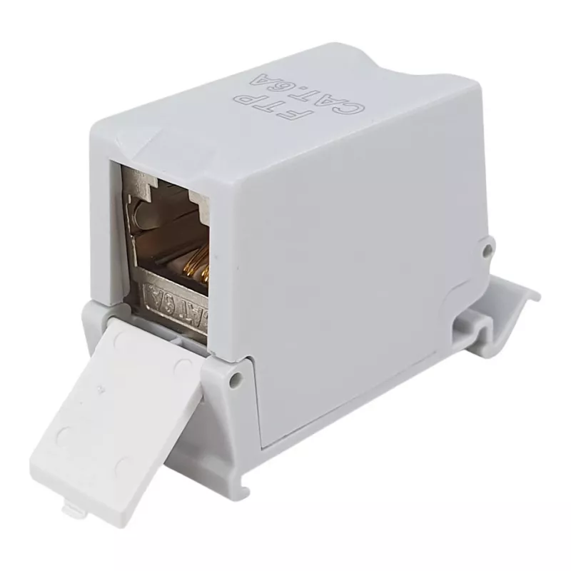 Equip Cat6A tienený keystone konektor 1xRJ45 DIN lišta sivá