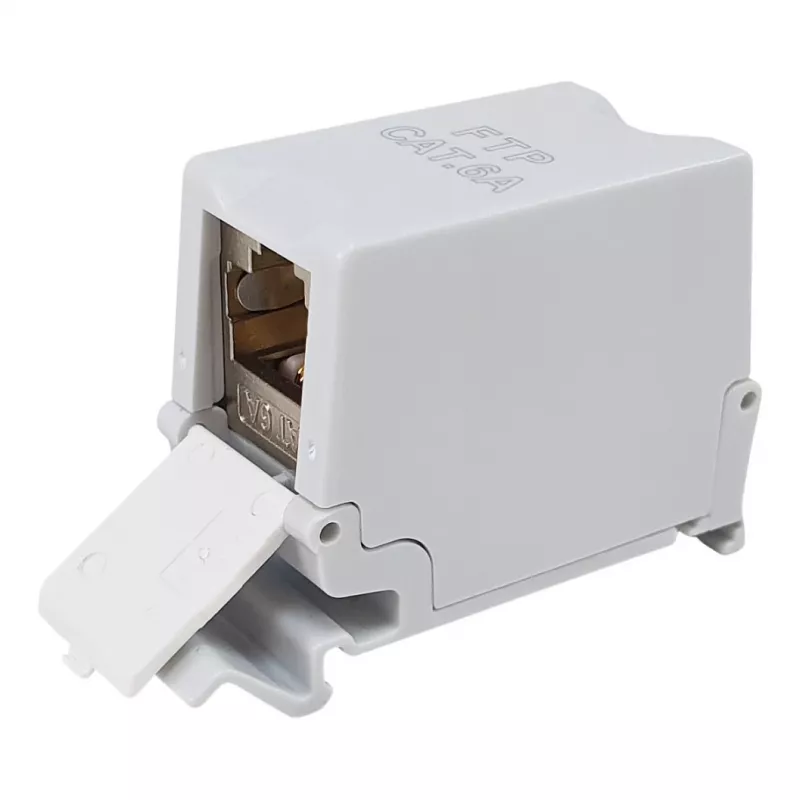 Equip Cat6A tienený keystone konektor 1xRJ45 DIN lišta sivá