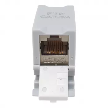 Equip Cat6A tienený keystone konektor 1xRJ45 DIN lišta sivá