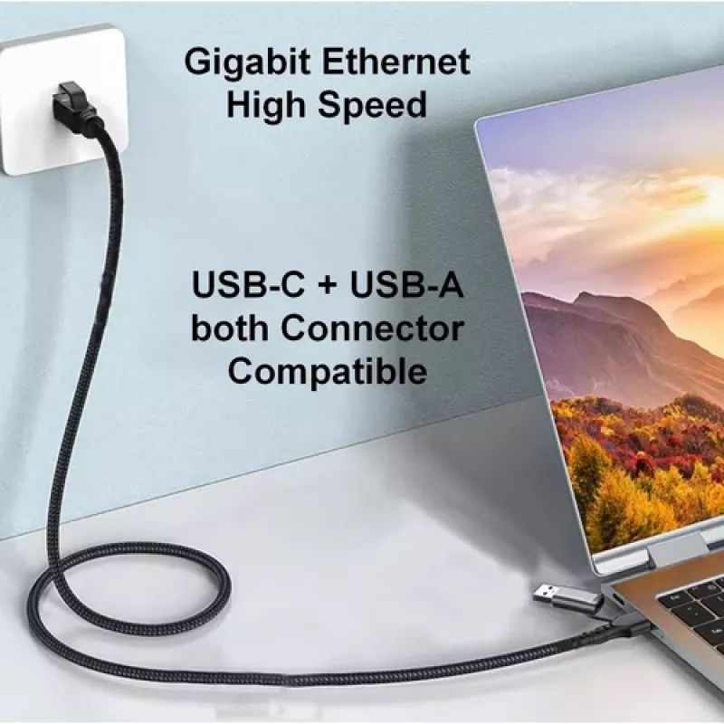 Equip GigaBit USB-C+A na RJ45 adaptér, čierny
