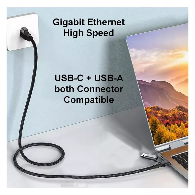 Equip Gigabit USB-C / USB-A na RJ45 Ethernet adaptér - čierna