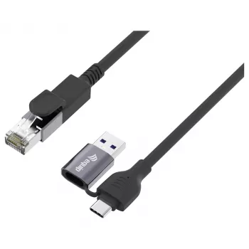 Equip Gigabit USB-C / USB-A na RJ45 Ethernet adaptér - čierna