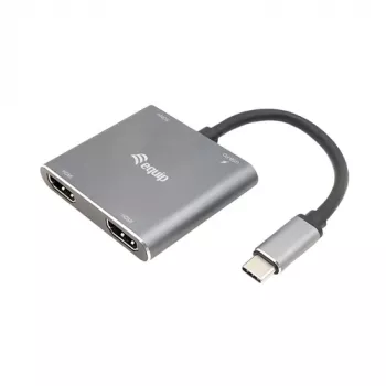 EQUIP USB-C 4-in-1 Dual-HDMI adaptér so 100W PD, 4K MST, hliník
