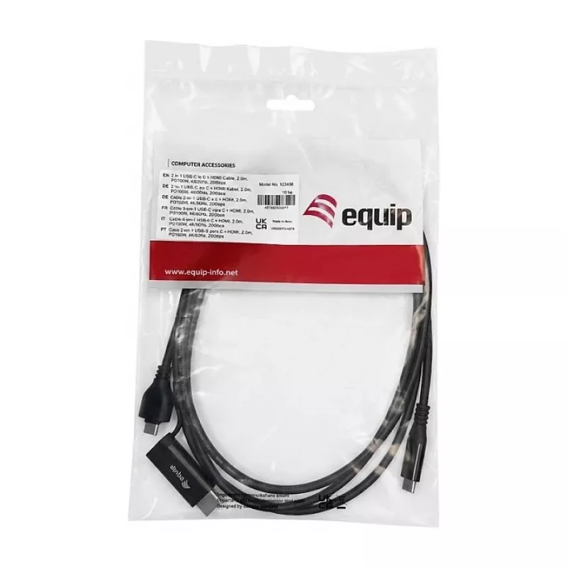 EQUIP USB-C na USB-C + HDMI adaptér so 100W PD, 4K/60Hz, hliník