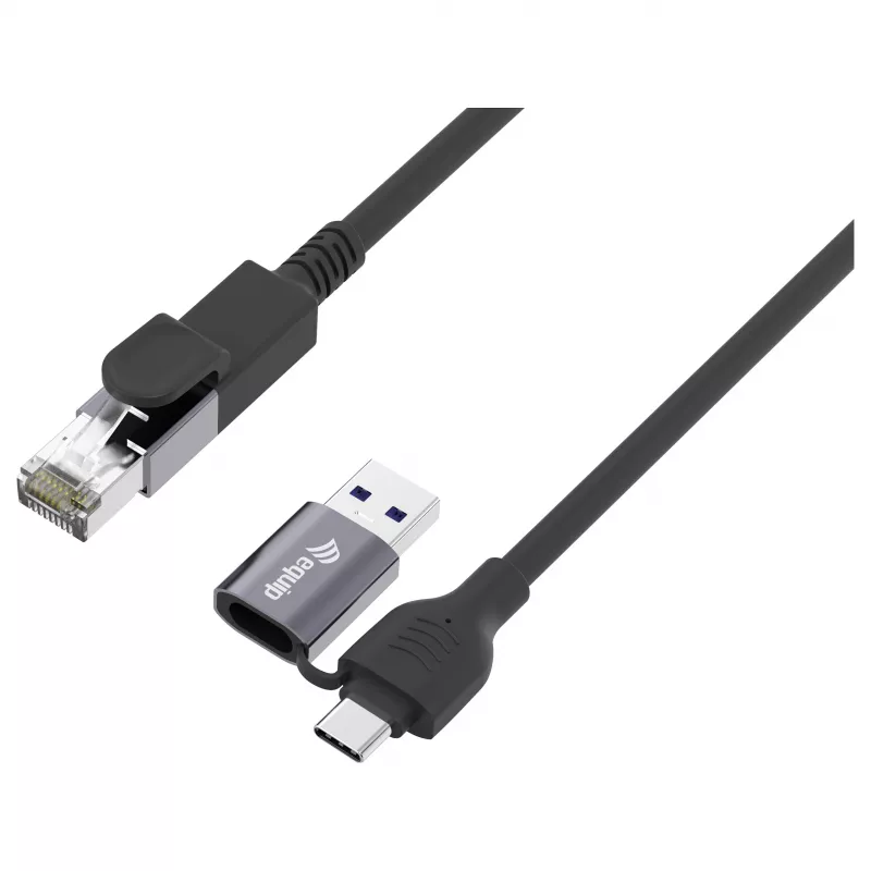 Equip USB-C + USB-A na RJ45 Gigabit Ethernet adaptér, 5 m, čierny