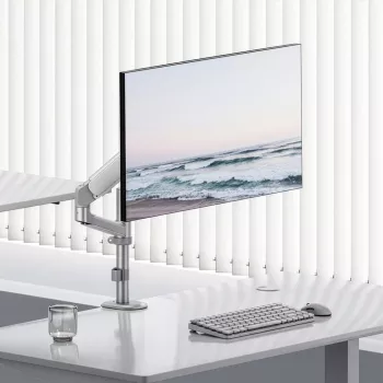 ERGO OFFICE ER-691 W Plynová pružinová držiak na stôl pre 17-32 palcové monitory do 10 kg, Matná biela