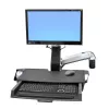 Ergotron 45-260-026 Track Mount Kit, výškovo nastaviteľný držiak monitora s odkladacou plochou na klávesnicu, výsuvnou podložkou na myš, opierkou na zápästie a držiakom na čítačku čiarových kódov, pre LCD do 24 palcov, VESA 75/100 mm, leštený hliník