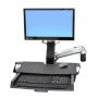 Ergotron 45-260-026 Track Mount Kit, výškovo nastaviteľný držiak monitora s odkladacou plochou na klávesnicu, výsuvnou podložkou na myš, opierkou na zápästie a držiakom na čítačku čiarových kódov, pre LCD do 24 palcov, VESA 75/100 mm, leštený hliník