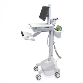 Ergotron mobilný zdravotnícky pracovný vozík pre LCD displej / PC výbavu - napájaný LiFe batériou, EU - zdravotnícky - plast, hliník, pozinkovaná oceľ - sivá, biela, leštený hliník - veľkosť obrazovky: až do 22 palcov