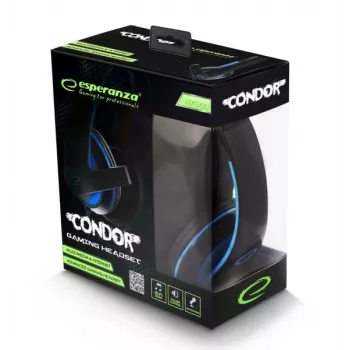 Esperanza EGH300B Drôtový herný headset s mikrofónom, Over-Ear, čierna a modrá
