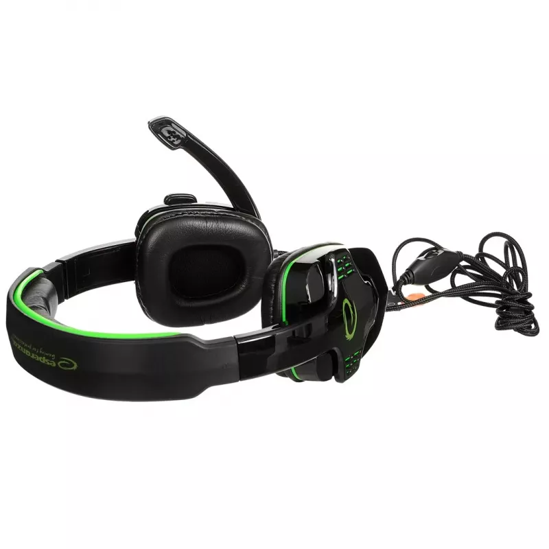 Esperanza EGH310G Herný headset s mikrofónom na ramene, káblový, 3,5-mm jack, čierna & zelená