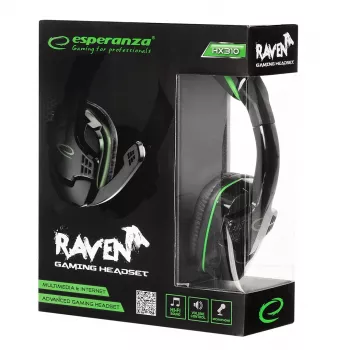 Esperanza EGH310G Herný headset s mikrofónom na ramene, káblový, 3,5-mm jack, čierna & zelená