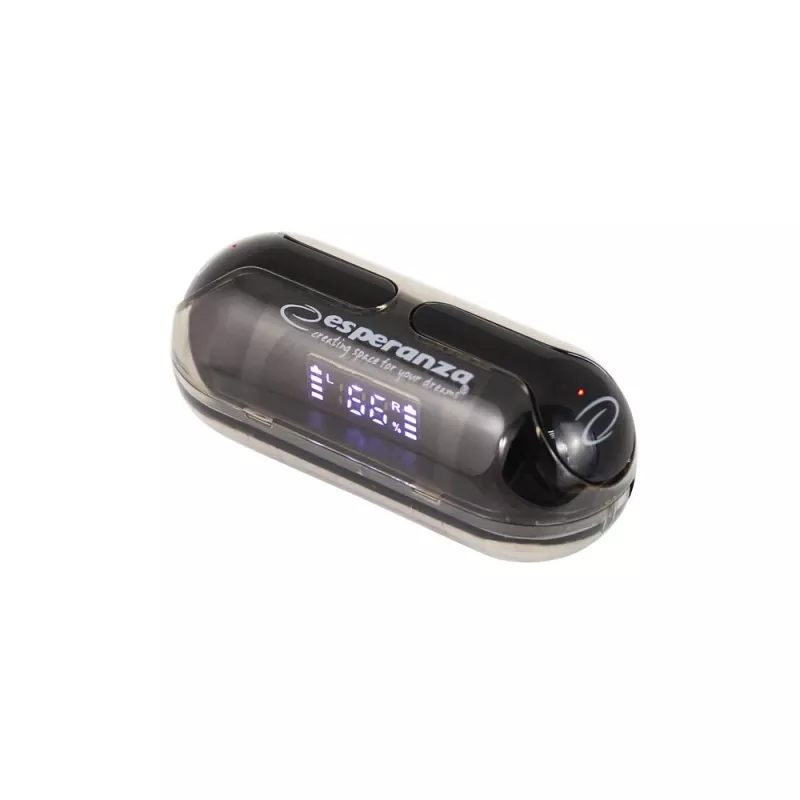 Esperanza EH239K True Wireless Stereo Bluetooth in-ear slúchadlá s nabíjacím puzdrom, dotykové ovládanie, vstavaný mikrofón, čierne
