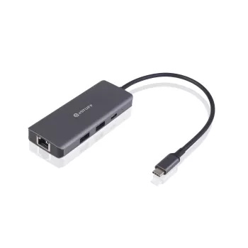 ESTUFF ES623013 USB-C 6-in-1 mobilný hub, 4K HDMI, 2x USB-A, 100W PD, hliník, sivý