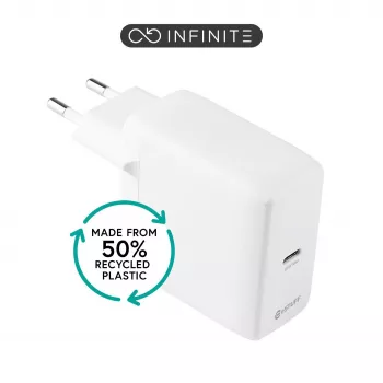 ESTUFF INFINITE (GRS) USB-C nabíjačka – 20W nástenná nabíjačka s Power Delivery 3.0 & Quick Charge 3.0, biela