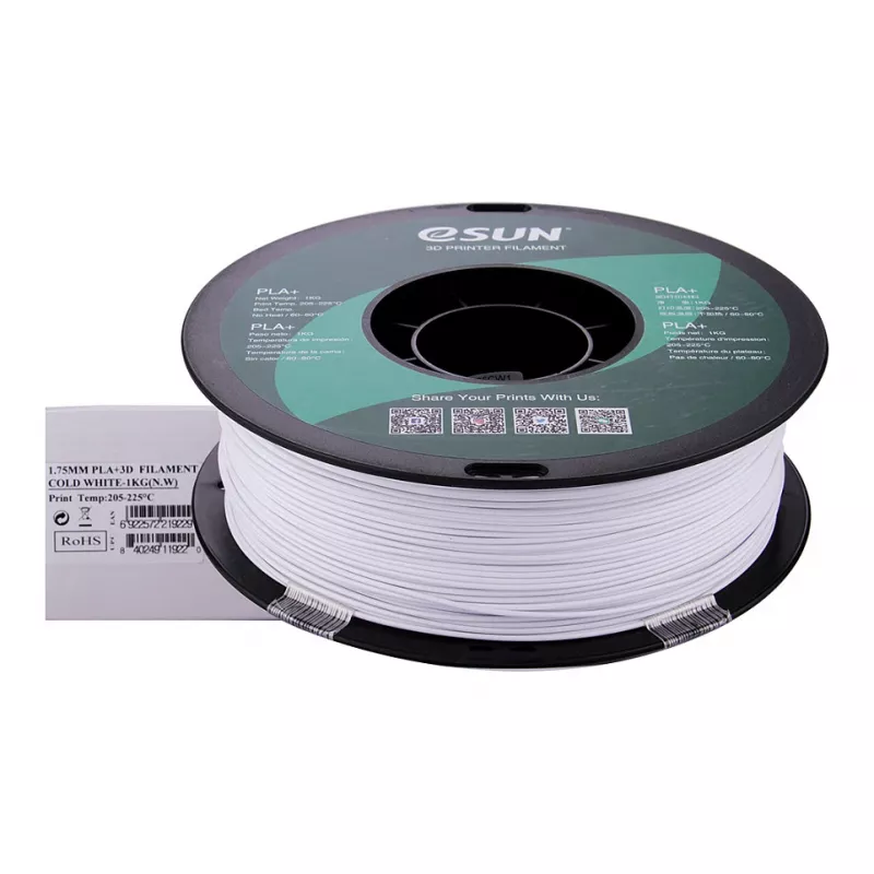 ESUN PLA+ 1,75 mm studená biela 1 kg 3D tlačový filament