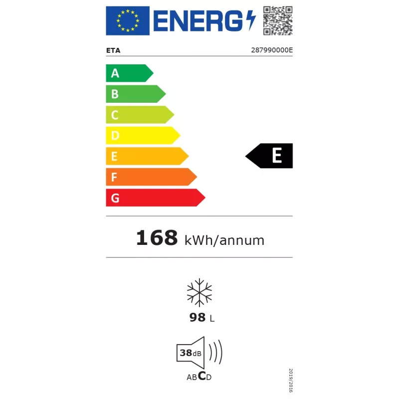 ETA 287990000E mraznička, 98 L, energetická trieda E, biela