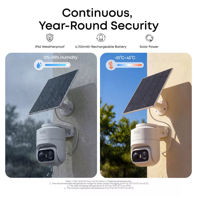 eufy eufyCam C36 solo 4K UHD bezdrôtová solárna bezpečnostná kamera, biela