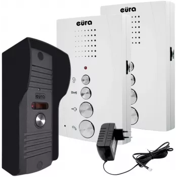 EURA ADP-51A3 DIFESA 1-rodinný audio domáci telefón s 2 mobilnými jednotkami, biela