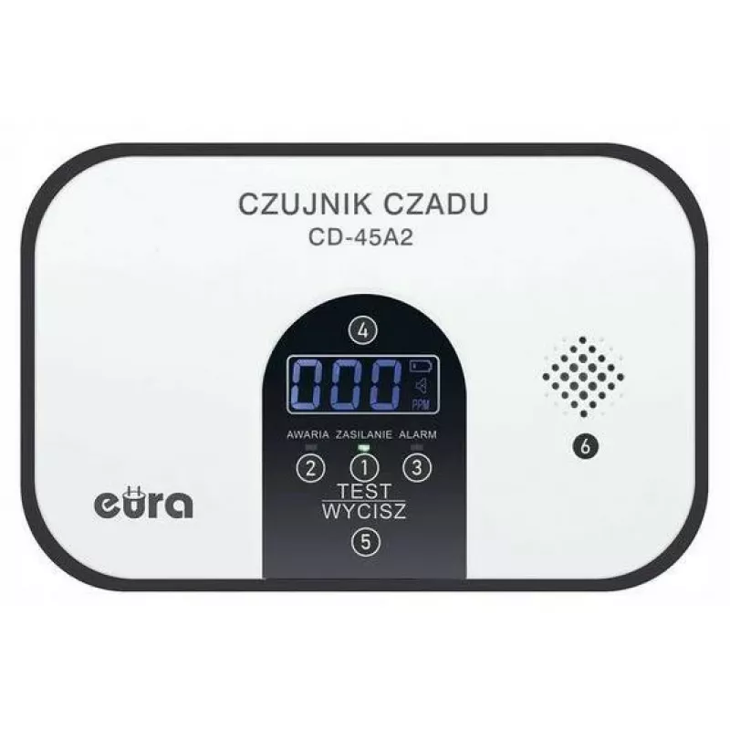 EURA CD-45A2 samostatne stojaci detektor oxidu uhoľnatého, na batérie, LCD displej