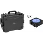 EUROLITE Sada 8x AKKU IP Flat Light SMD RGBW IP65 Čierna + plastový kufor s vozíkom