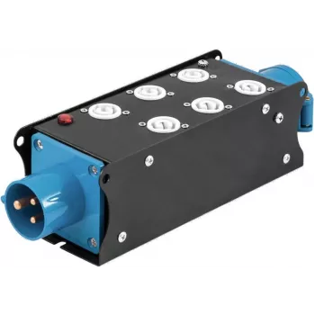 EUROLITE SAB-62X 19-palcový 2U 3-fázový rozvádzač s 6 Schuko zásuvkami, 16A CEE vstup, 11kW 60003755