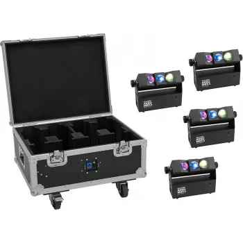 EUROLITE Set 4x AKKU MBT-3 Spot MK2 LED Uplight + Flightcase s kolieskami a nabíjacou funkciou