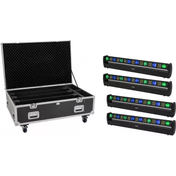 EUROLITE set 4x LED BAR-8 SWING QCL bar s flightcase a kolieskami