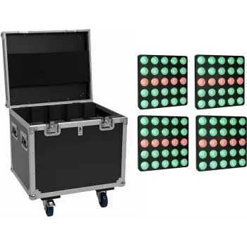 EUROLITE set 4x LED Pixel Matrix Panel 5x5 RGB/WW + flightcase s kolieskami