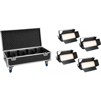 EUROLITE set 4x LED PLL-576 CW/WW panel + case s kolieskami DMX 576 LED 3000-6000K
