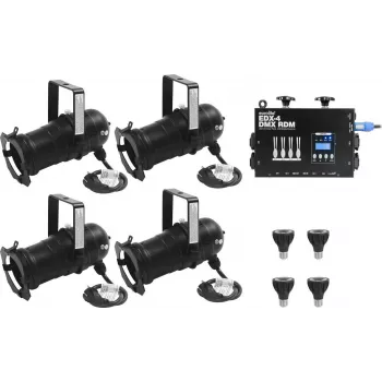 EUROLITE Set 4x PAR-20 Spot sw dim2warm + EDX-4 DMX RDM LED dimmer pack (20000695)