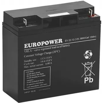 EUROPOWER EV Series AGM batéria 12V 20Ah (C10) Deep Cycle VRLA