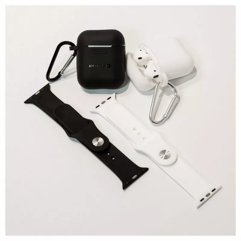 EVELATUS Apple AirPods puzdro EAC04 biele - silikónové ochranné puzdro pre AirPods 1. a 2. generácie