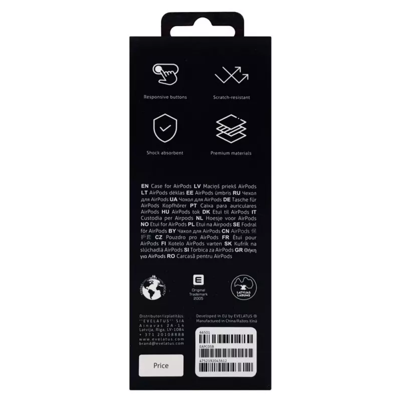 Evelatus Apple AirPods puzdro EAC05 čierne