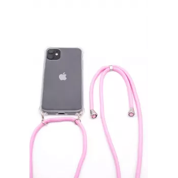 Evelatus Apple iPhone 11 Pro Max silikónové priehľadné puzdro s náhrdelníkom TPU pásik priehľadné