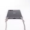 Evelatus Apple iPhone 11 Pro Max silikónové transparentné s náhrdelníkom TPU remienok strieborné