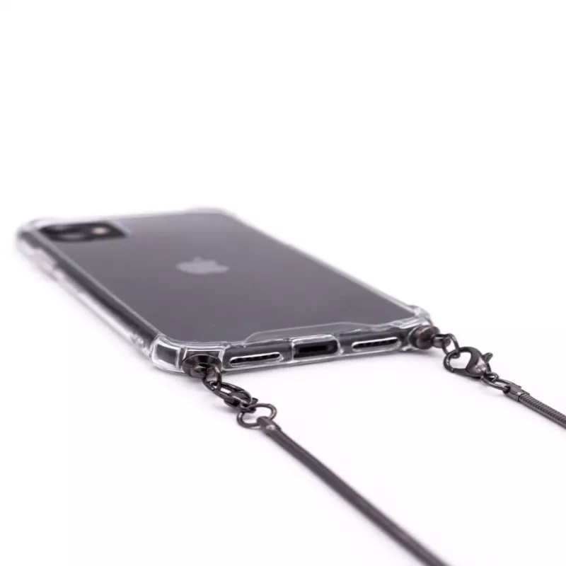 Evelatus Apple iPhone 11 Pro Max silikónový transparentný s náhrdelníkom TPU pásik Space Grey