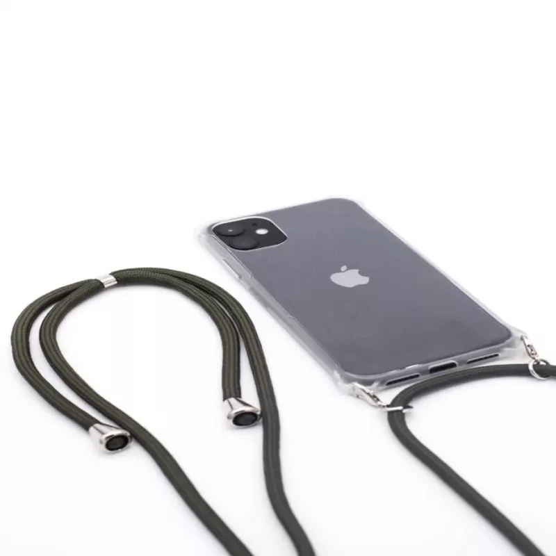 Evelatus Apple iPhone 11 silikónové puzdro transparentné s TPU remienkom na krk transparentné