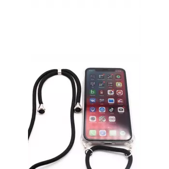 Evelatus Apple iPhone 11 silikónové priehľadné puzdro s náhrdelníkom TPU remienok priehľadné