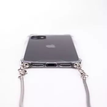 Evelatus Apple iPhone 11 silikónové priehľadné s náhrdelníkom TPU remienok strieborné