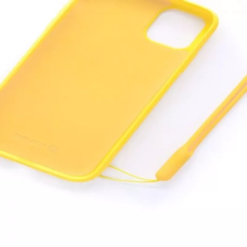 Evelatus Apple iPhone 11 Soft Touch silikónové puzdro s popruhom žlté
