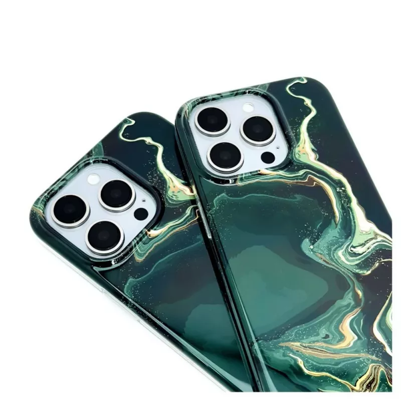 Evelatus Apple iPhone 15 Pro PC puzdro Custom Print Marble Dark Green