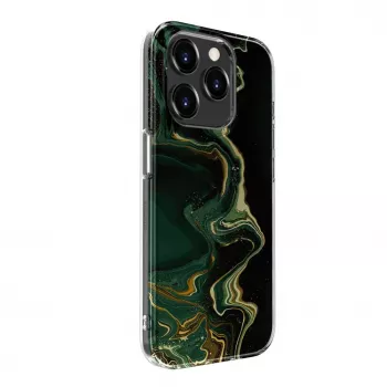 Evelatus Apple iPhone 15 Pro PC puzdro Custom Print Marble Dark Green