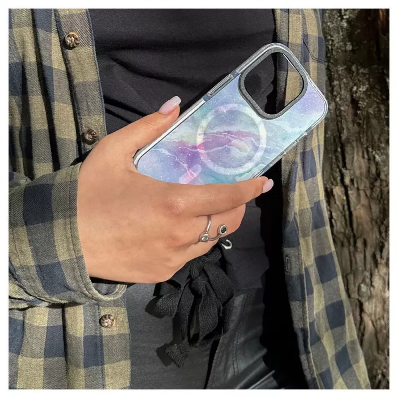 Evelatus Apple iPhone 15 Pro PC+TPU puzdro s MagSafe – mramor fialová