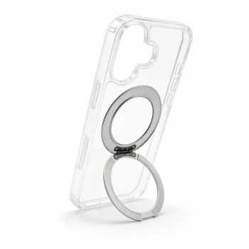 Evelatus Apple iPhone 17 hybridné puzdro s MagSafe PC+TPU 360 kovový stojan priehľadné